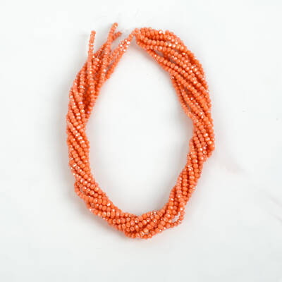 1 Dizi (130-135 Adet) - 3 mm Yassı Kristal Cam Boncuk Dizisi Mat Janjanlı Narçiçeği Renk 1.Kalite - 4