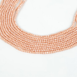 1 Dizi (130-135 Adet) - 3 mm Yassı Kristal Cam Boncuk Dizisi Mat Janjanlı Pembe Renk 1.Kalite - YF Hobi