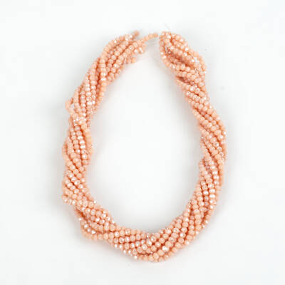 1 Dizi (130-135 Adet) - 3 mm Yassı Kristal Cam Boncuk Dizisi Mat Janjanlı Pembe Renk 1.Kalite - 4