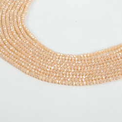 1 Dizi (130-135 Adet) - 3 mm Yassı Kristal Cam Boncuk Dizisi Mat Janjanlı Pudra Pembe Renk 1.Kalite - 2