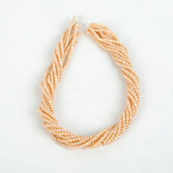 1 Dizi (130-135 Adet) - 3 mm Yassı Kristal Cam Boncuk Dizisi Mat Janjanlı Pudra Pembe Renk 1.Kalite - 4