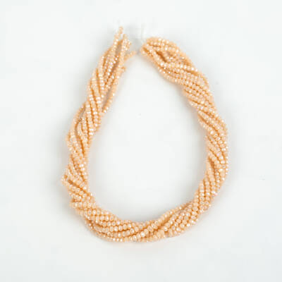 1 Dizi (130-135 Adet) - 3 mm Yassı Kristal Cam Boncuk Dizisi Mat Janjanlı Pudra Pembe Renk 1.Kalite - 4