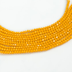 1 Dizi (130-135 Adet) - 3 mm Yassı Kristal Cam Boncuk Dizisi Mat Janjanlı Sarı Renk 1.Kalite - 2