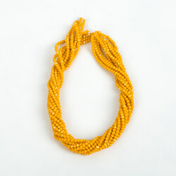 1 Dizi (130-135 Adet) - 3 mm Yassı Kristal Cam Boncuk Dizisi Mat Janjanlı Sarı Renk 1.Kalite - 3