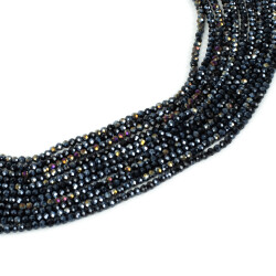 1 Dizi (130-135 Adet)- 3 mm Yassı Kristal Cam Boncuk Dizisi Mat Janjanlı Siyah Hematit Renk 1.Kalite - YF Hobi