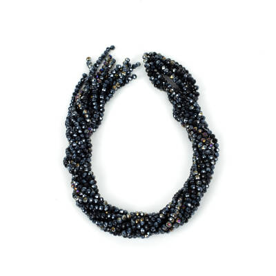 1 Dizi (130-135 Adet)- 3 mm Yassı Kristal Cam Boncuk Dizisi Mat Janjanlı Siyah Hematit Renk 1.Kalite - 4