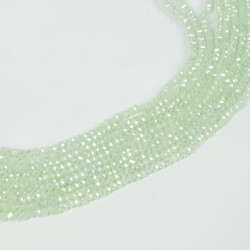 1 Dizi (130-135 Adet) - 3 mm Yassı Kristal Cam Boncuk Dizisi Mat Janjanlı Soft Yeşil Renk 1.Kalite - 2