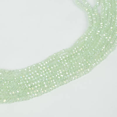 1 Dizi (130-135 Adet) - 3 mm Yassı Kristal Cam Boncuk Dizisi Mat Janjanlı Soft Yeşil Renk 1.Kalite - 2