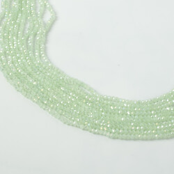 1 Dizi (130-135 Adet) - 3 mm Yassı Kristal Cam Boncuk Dizisi Mat Janjanlı Soft Yeşil Renk 1.Kalite - 3