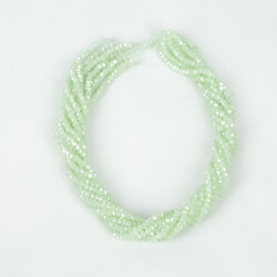 1 Dizi (130-135 Adet) - 3 mm Yassı Kristal Cam Boncuk Dizisi Mat Janjanlı Soft Yeşil Renk 1.Kalite - 4