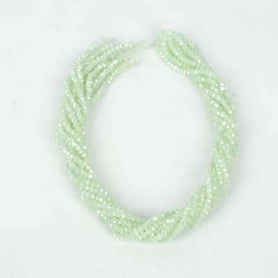 1 Dizi (130-135 Adet) - 3 mm Yassı Kristal Cam Boncuk Dizisi Mat Janjanlı Soft Yeşil Renk 1.Kalite - 4