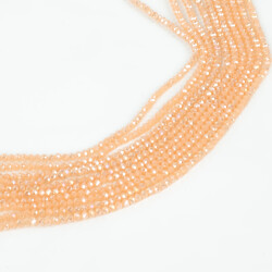 1 Dizi (130-135 Adet) - 3 mm Yassı Kristal Cam Boncuk Dizisi Mat Janjanlı Somon Renk 1.Kalite - 2