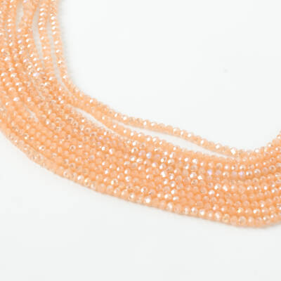 1 Dizi (130-135 Adet) - 3 mm Yassı Kristal Cam Boncuk Dizisi Mat Janjanlı Somon Renk 1.Kalite - 3