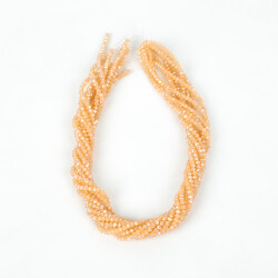 1 Dizi (130-135 Adet) - 3 mm Yassı Kristal Cam Boncuk Dizisi Mat Janjanlı Somon Renk 1.Kalite - 4