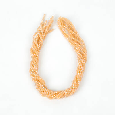 1 Dizi (130-135 Adet) - 3 mm Yassı Kristal Cam Boncuk Dizisi Mat Janjanlı Somon Renk 1.Kalite - 4