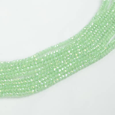 1 Dizi (130-135 Adet) - 3 mm Yassı Kristal Cam Boncuk Dizisi Mat Janjanlı Su Yeşili Renk 1.Kalite - 2