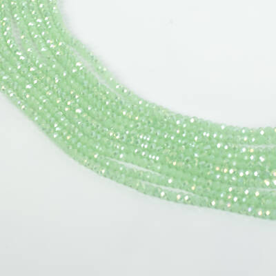 1 Dizi (130-135 Adet) - 3 mm Yassı Kristal Cam Boncuk Dizisi Mat Janjanlı Su Yeşili Renk 1.Kalite - 3