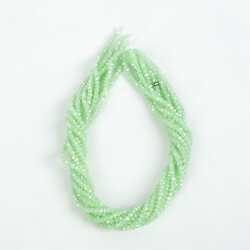 1 Dizi (130-135 Adet) - 3 mm Yassı Kristal Cam Boncuk Dizisi Mat Janjanlı Su Yeşili Renk 1.Kalite - 4