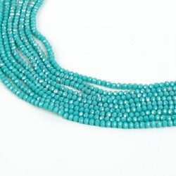 1 Dizi (130-135 Adet) - 3 mm Yassı Kristal Cam Boncuk Dizisi Mat Janjanlı Turkuaz Renk 1.Kalite - YF Hobi