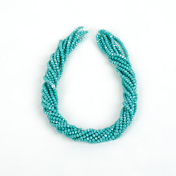 1 Dizi (130-135 Adet) - 3 mm Yassı Kristal Cam Boncuk Dizisi Mat Janjanlı Turkuaz Renk 1.Kalite - 4