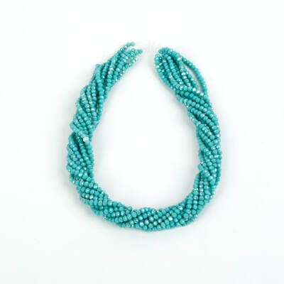 1 Dizi (130-135 Adet) - 3 mm Yassı Kristal Cam Boncuk Dizisi Mat Janjanlı Turkuaz Renk 1.Kalite - 4