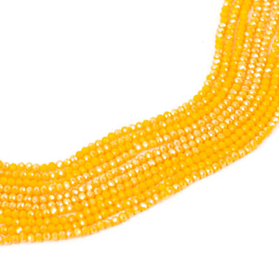 1 Dizi (130-135 Adet) - 3 mm Yassı Kristal Cam Boncuk Dizisi Mat Janjanlı Turuncu Renk 1.Kalite - 1