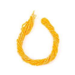 1 Dizi (130-135 Adet) - 3 mm Yassı Kristal Cam Boncuk Dizisi Mat Janjanlı Turuncu Renk 1.Kalite - 3