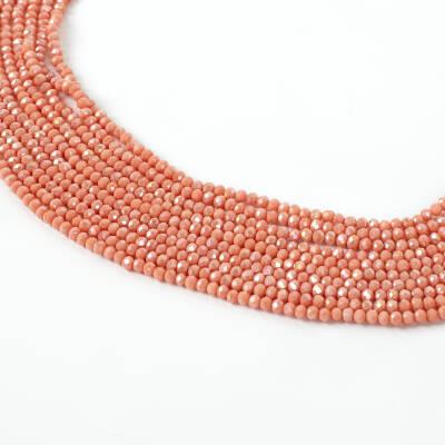 1 Dizi (130-135 Adet) - 3 mm Yassı Kristal Cam Boncuk Dizisi Mat Janjanlı Yavruağzı Renk 1.Kalite - 1