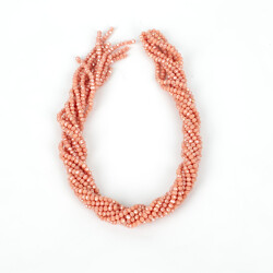 1 Dizi (130-135 Adet) - 3 mm Yassı Kristal Cam Boncuk Dizisi Mat Janjanlı Yavruağzı Renk 1.Kalite - 4