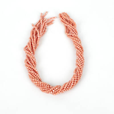 1 Dizi (130-135 Adet) - 3 mm Yassı Kristal Cam Boncuk Dizisi Mat Janjanlı Yavruağzı Renk 1.Kalite - 4