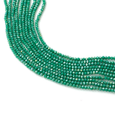 1 Dizi (130-135 Adet) - 3 mm Yassı Kristal Cam Boncuk Dizisi Mat Janjanlı Yeşil Renk 1.Kalite - 2