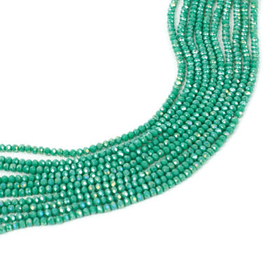 1 Dizi (130-135 Adet) - 3 mm Yassı Kristal Cam Boncuk Dizisi Mat Janjanlı Yeşil Renk 1.Kalite - 3