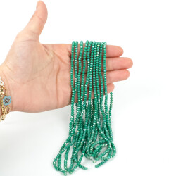 1 Dizi (130-135 Adet) - 3 mm Yassı Kristal Cam Boncuk Dizisi Mat Janjanlı Yeşil Renk 1.Kalite - YF Hobi