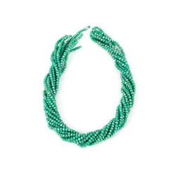 1 Dizi (130-135 Adet) - 3 mm Yassı Kristal Cam Boncuk Dizisi Mat Janjanlı Yeşil Renk 1.Kalite - 4