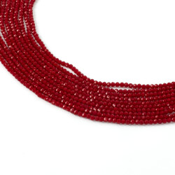 1 Dizi (130-135 Adet) - 3 mm Yassı Kristal Cam Boncuk Dizisi Mat Kan Kırmızı Renk 1.Kalite - 2