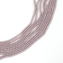 1 Dizi (130-135 Adet) - 3 mm Yassı Kristal Cam Boncuk Dizisi Mat Lila Renk 1.Kalite - 1