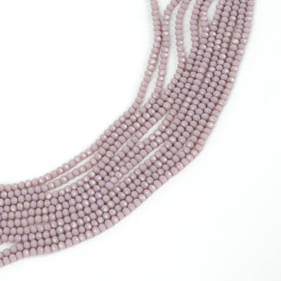 1 Dizi (130-135 Adet) - 3 mm Yassı Kristal Cam Boncuk Dizisi Mat Lila Renk 1.Kalite - 1
