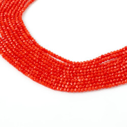 1 Dizi (130-135 Adet) - 3 mm Yassı Kristal Cam Boncuk Dizisi Mat Nar Çiçeği Renk 1.Kalite - 2