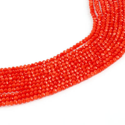 1 Dizi (130-135 Adet) - 3 mm Yassı Kristal Cam Boncuk Dizisi Mat Nar Çiçeği Renk 1.Kalite - 1