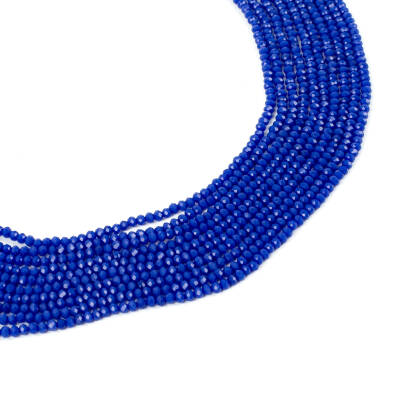 1 Dizi (130-135 Adet) - 3 mm Yassı Kristal Cam Boncuk Dizisi Mat Parlament Mavi Renk 1.Kalite - 1