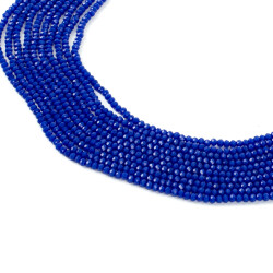 1 Dizi (130-135 Adet) - 3 mm Yassı Kristal Cam Boncuk Dizisi Mat Parlament Mavi Renk 1.Kalite - 2