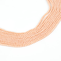1 Dizi (130-135 Adet) - 3 mm Yassı Kristal Cam Boncuk Dizisi Mat Pudra Pembe Renk 1.Kalite - 1