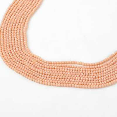 1 Dizi (130-135 Adet) - 3 mm Yassı Kristal Cam Boncuk Dizisi Mat Pudra Pembe Renk 1.Kalite - 2