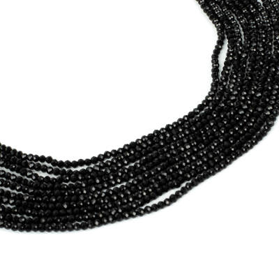 1 Dizi (130-135 Adet) - 3 mm Yassı Kristal Cam Boncuk Dizisi Mat Siyah Renk 1.Kalite - 2