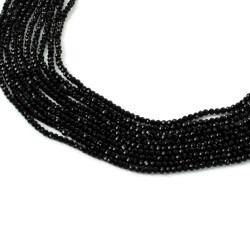 1 Dizi (130-135 Adet) - 3 mm Yassı Kristal Cam Boncuk Dizisi Mat Siyah Renk 1.Kalite - 3