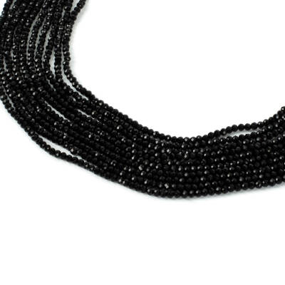 1 Dizi (130-135 Adet) - 3 mm Yassı Kristal Cam Boncuk Dizisi Mat Siyah Renk 1.Kalite - 3