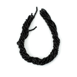 1 Dizi (130-135 Adet) - 3 mm Yassı Kristal Cam Boncuk Dizisi Mat Siyah Renk 1.Kalite - 4