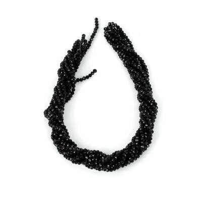 1 Dizi (130-135 Adet) - 3 mm Yassı Kristal Cam Boncuk Dizisi Mat Siyah Renk 1.Kalite - 4