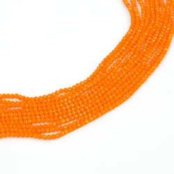 1 Dizi (130-135 Adet) - 3 mm Yassı Kristal Cam Boncuk Dizisi Mat Turuncu Renk 1.Kalite - 2