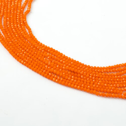 1 Dizi (130-135 Adet) - 3 mm Yassı Kristal Cam Boncuk Dizisi Mat Turuncu Renk 1.Kalite - 3
